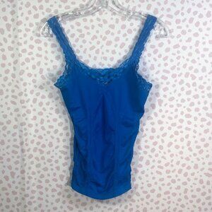 VTG lace trim Babydoll Tank top Y2K fitted Cami Blue Fairy core 90's grunge